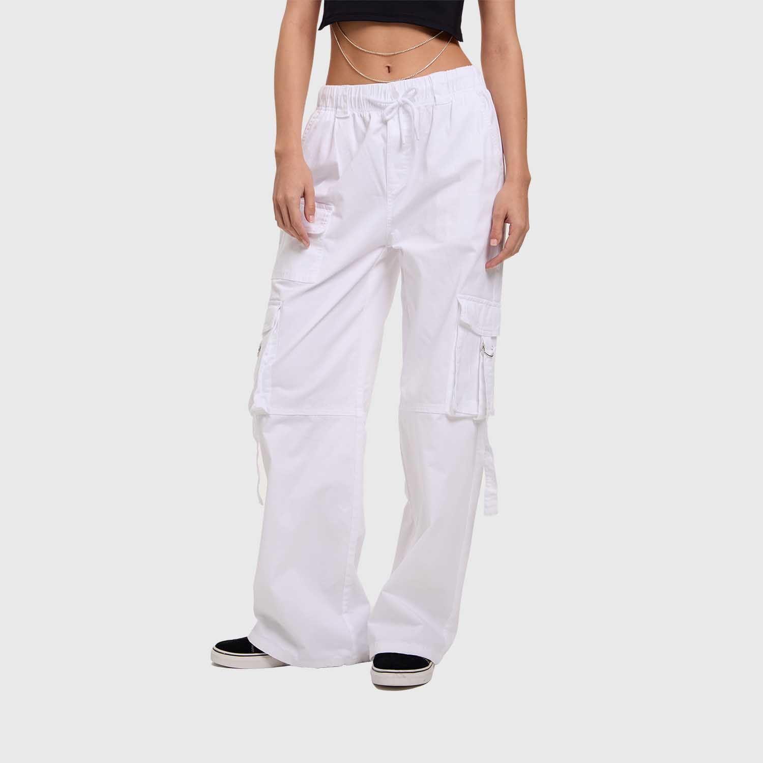 Pantalón Mujer Cargo Tiras Blanco Fashion's Park-1