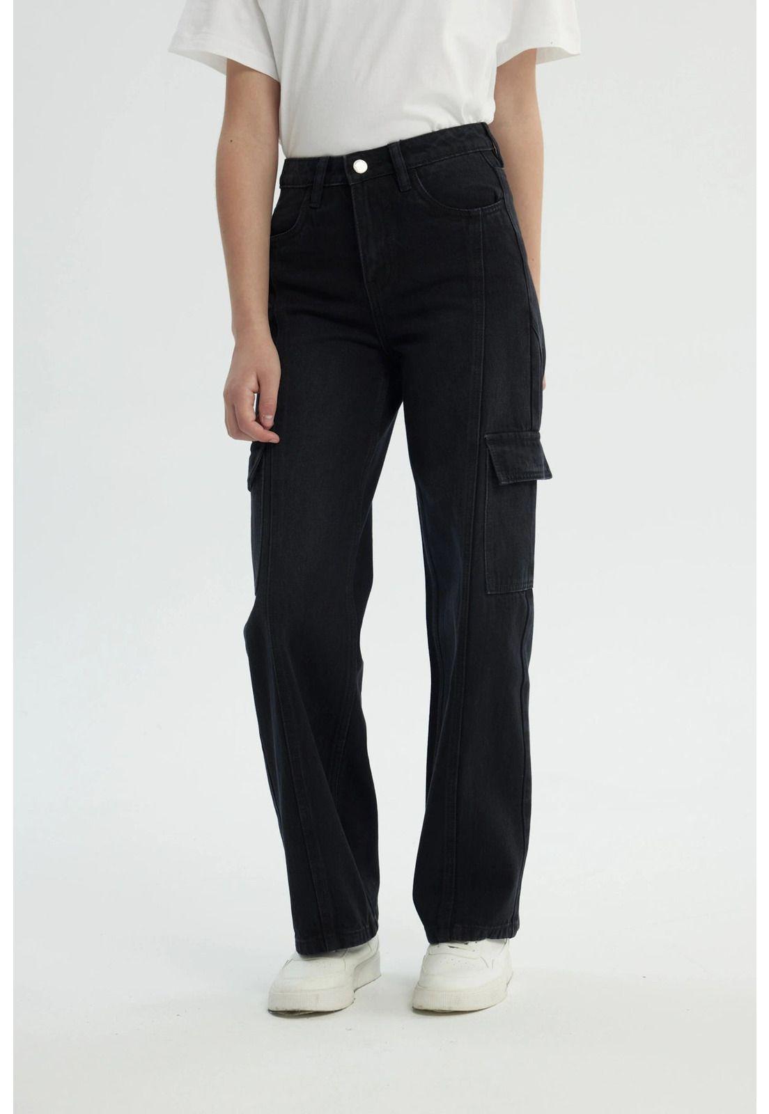 Jeans Niña Wide Leg Negro - lX-0