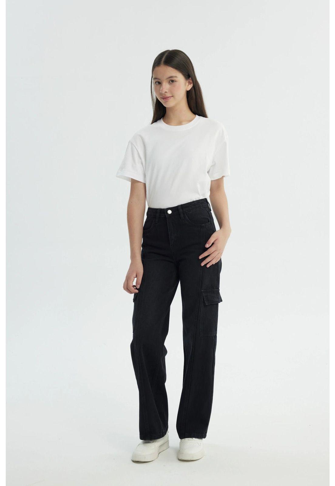Jeans Niña Wide Leg Negro - lX-3