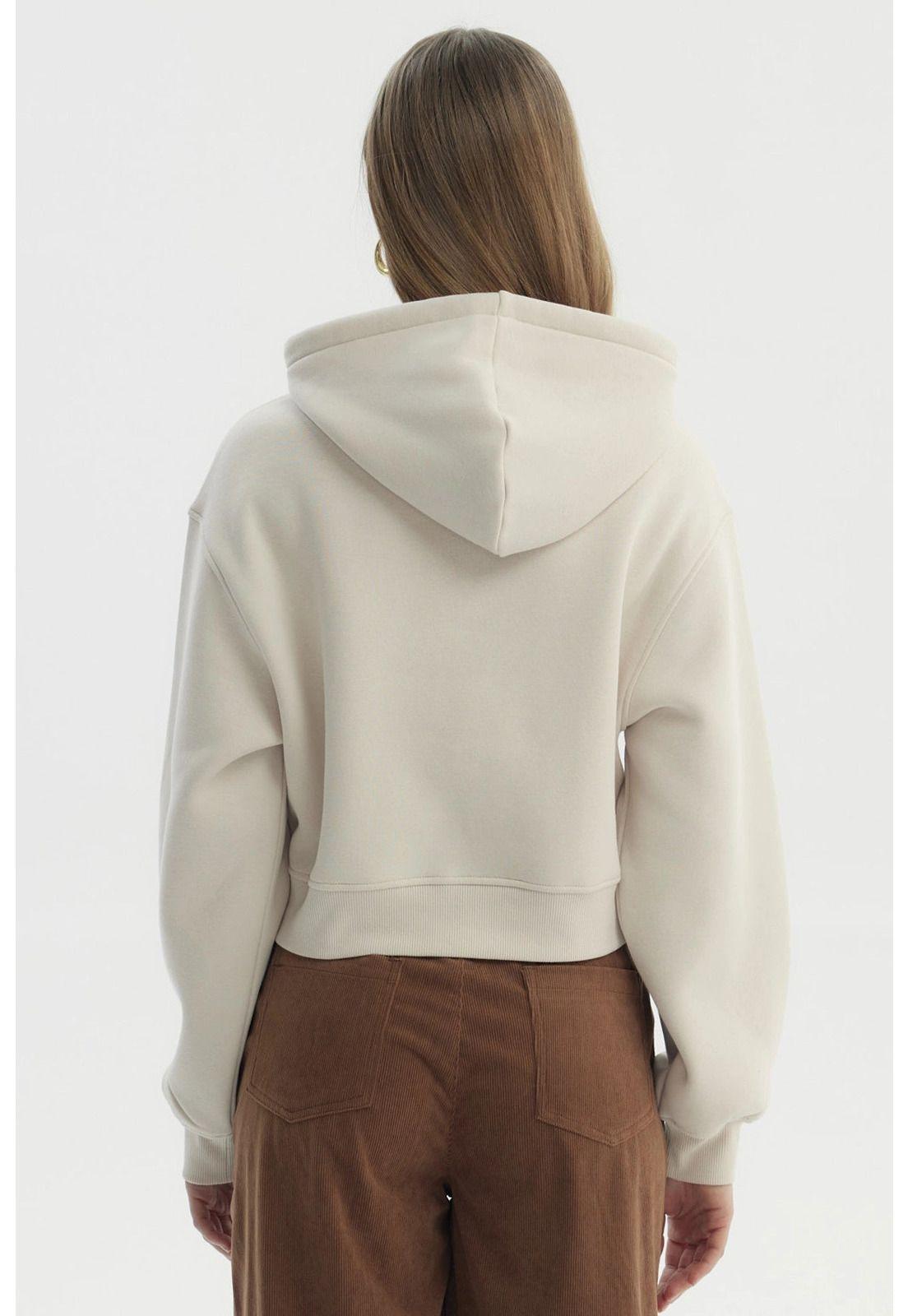 Polerón Mujer Canguro Print Beige Claro-2