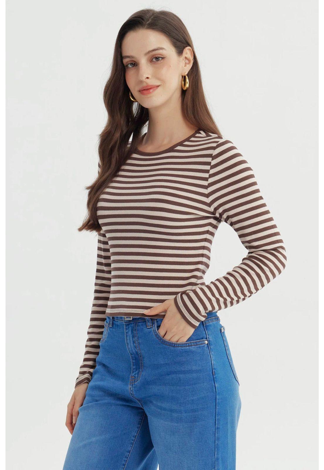 Polera Mujer Ajustado Café - V-1