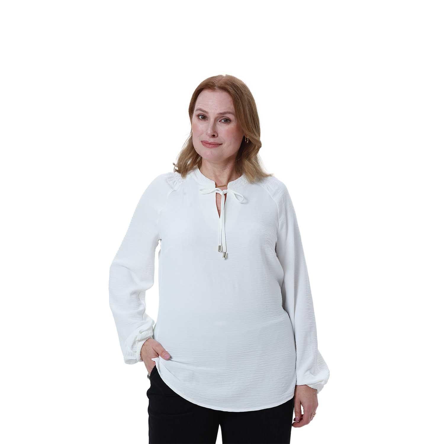 Blusa Mujer Lisa Con Plisado Crudo-0