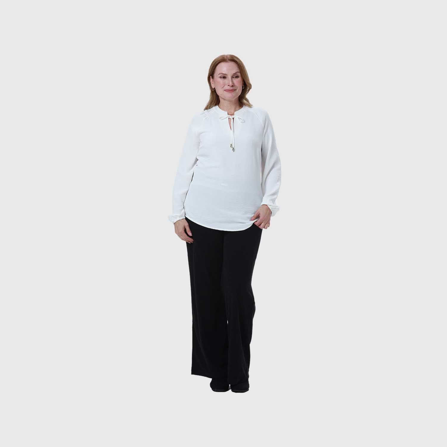 Blusa Mujer Lisa Con Plisado Crudo-3