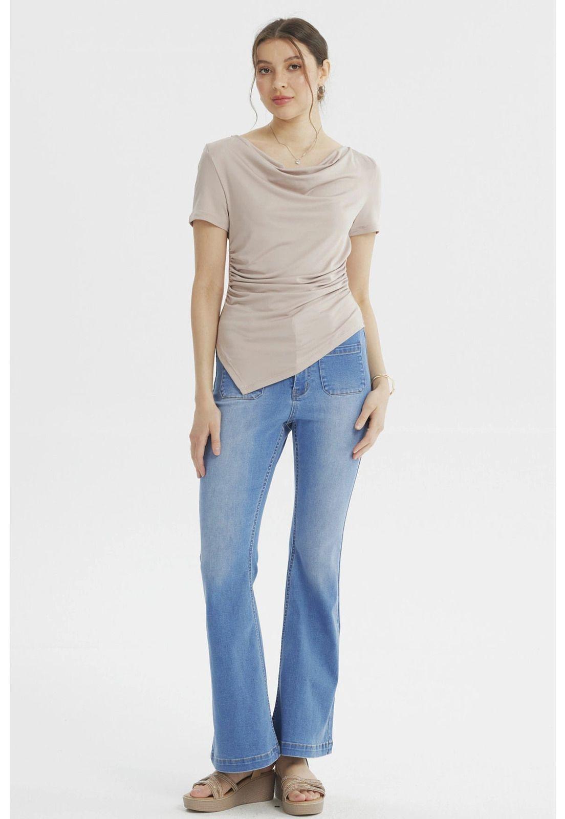 Polera Mujer Drapeado Basta Gris-3