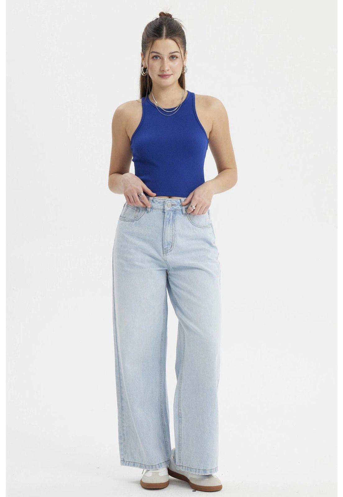 Peto Mujer Musculosa Celeste Oscuro-3