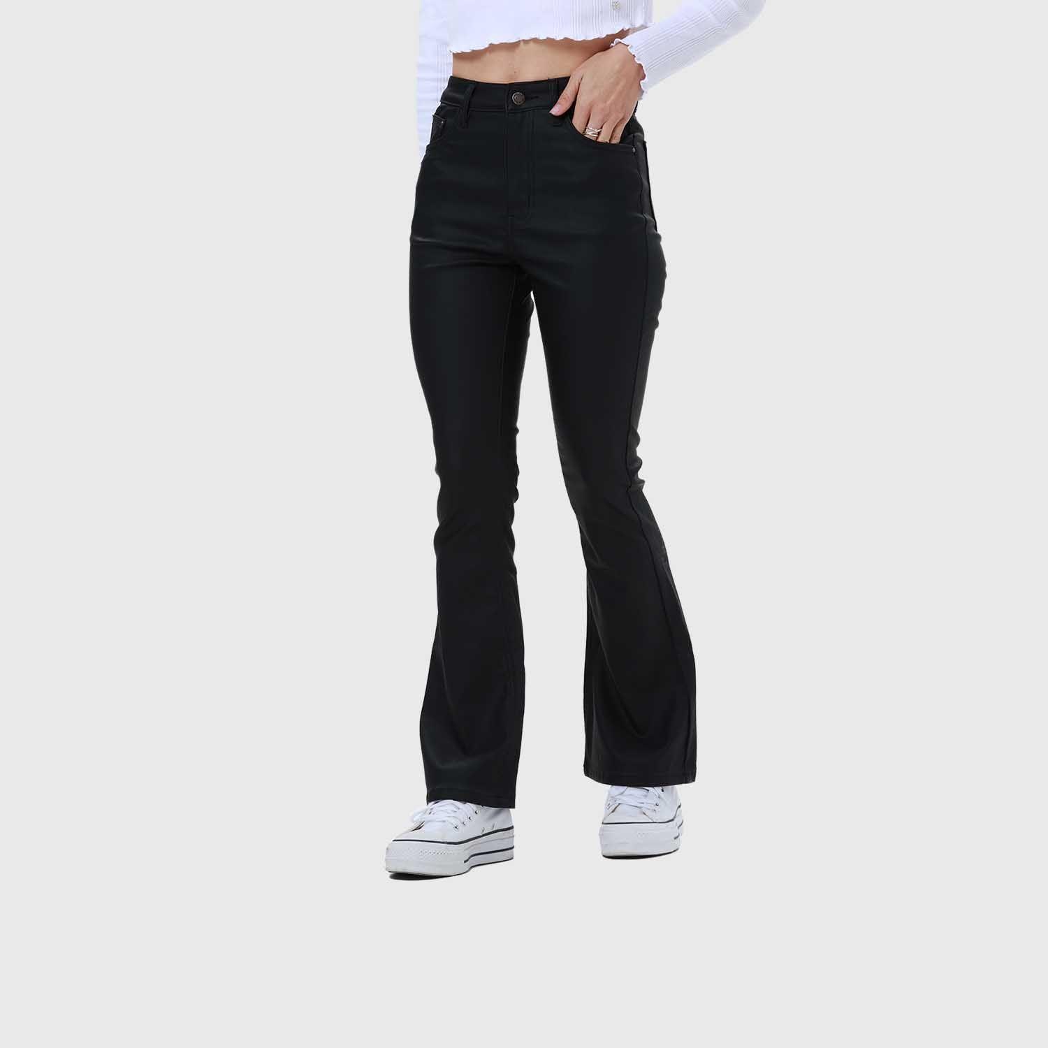 Jeans Mujer Flare Engomado Negro Fsp II-1