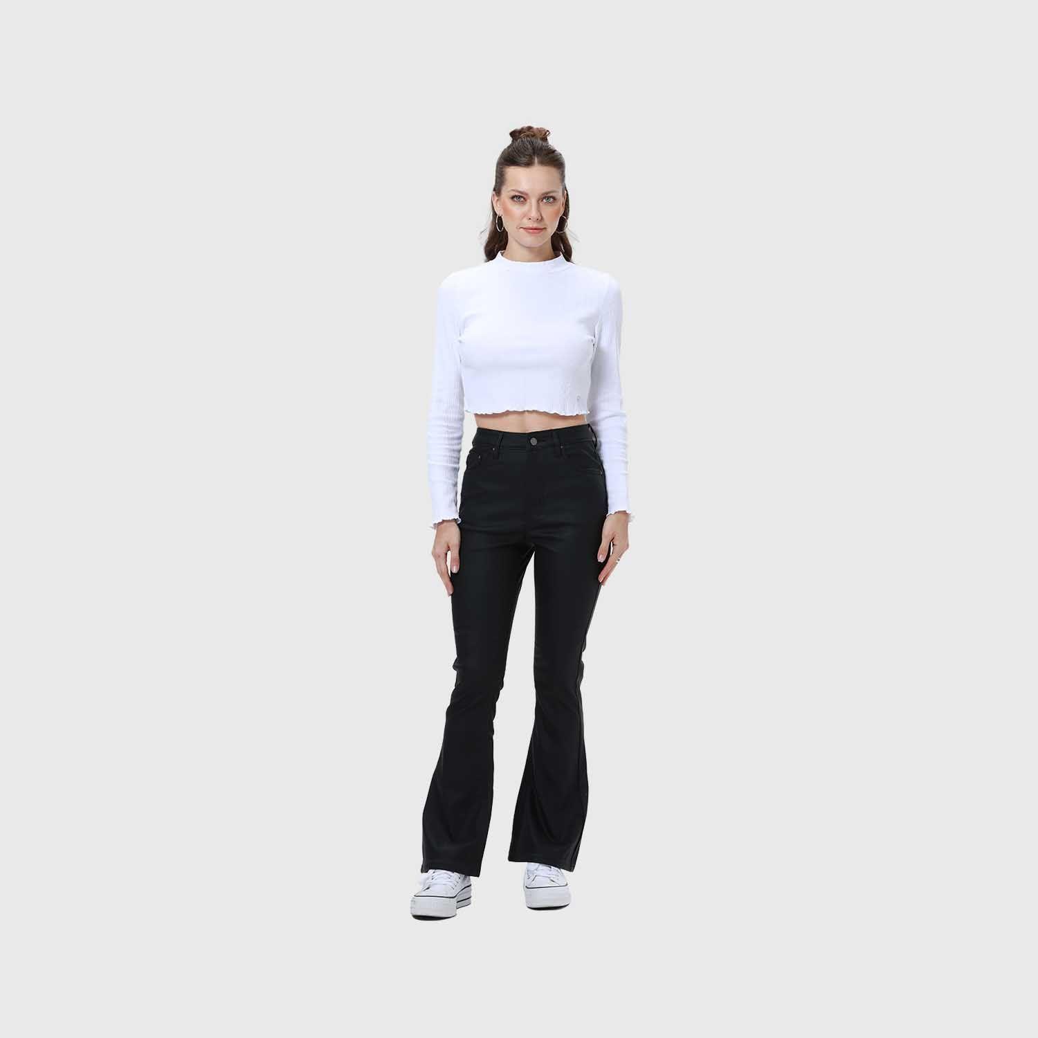 Jeans Mujer Flare Engomado Negro Fsp II-3