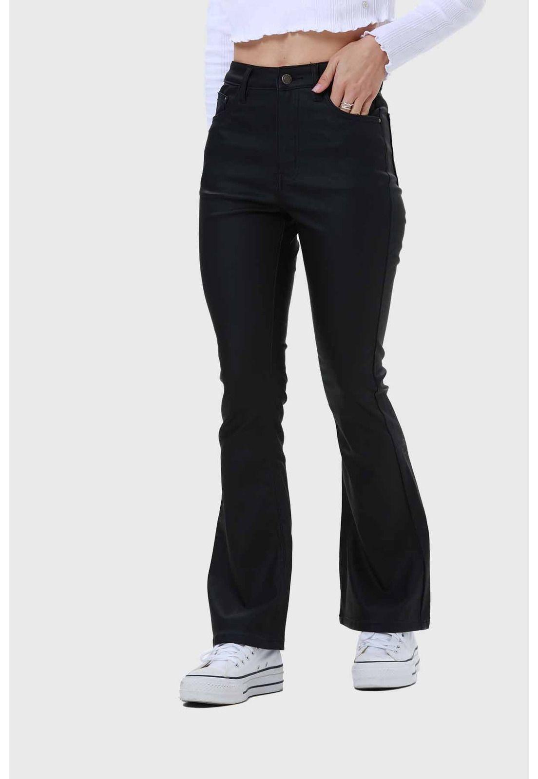 Jeans Mujer Flare Engomado Negro-1