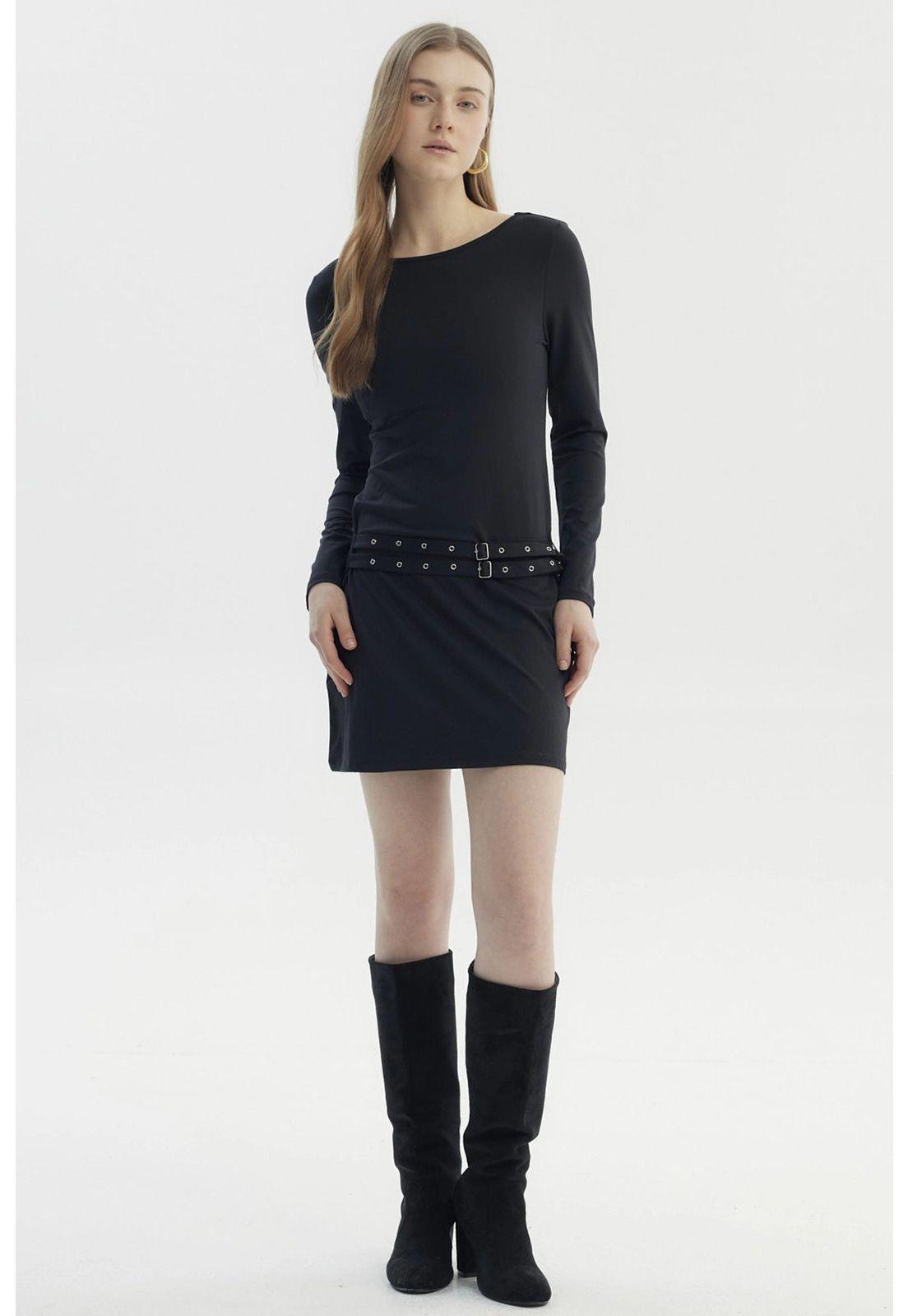 Vestido Mujer Falda Negro-3