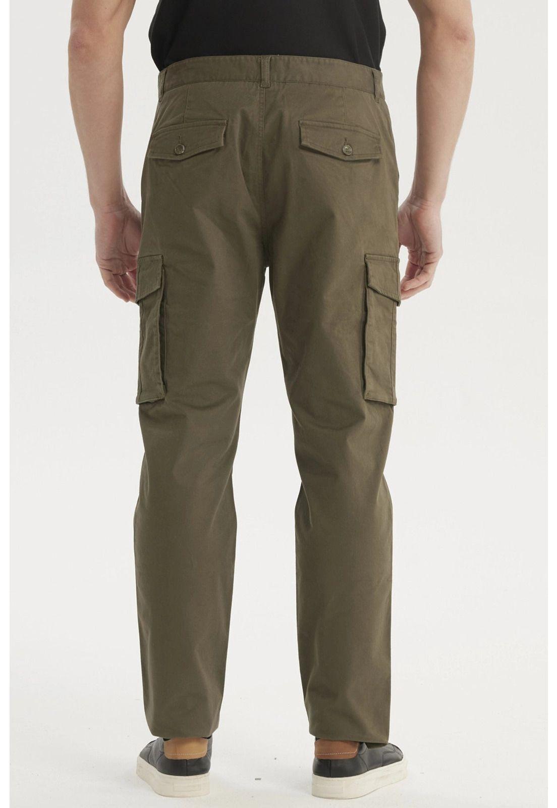 Pantalón Hombre Cargo Slim Fit Verde Olivo-2