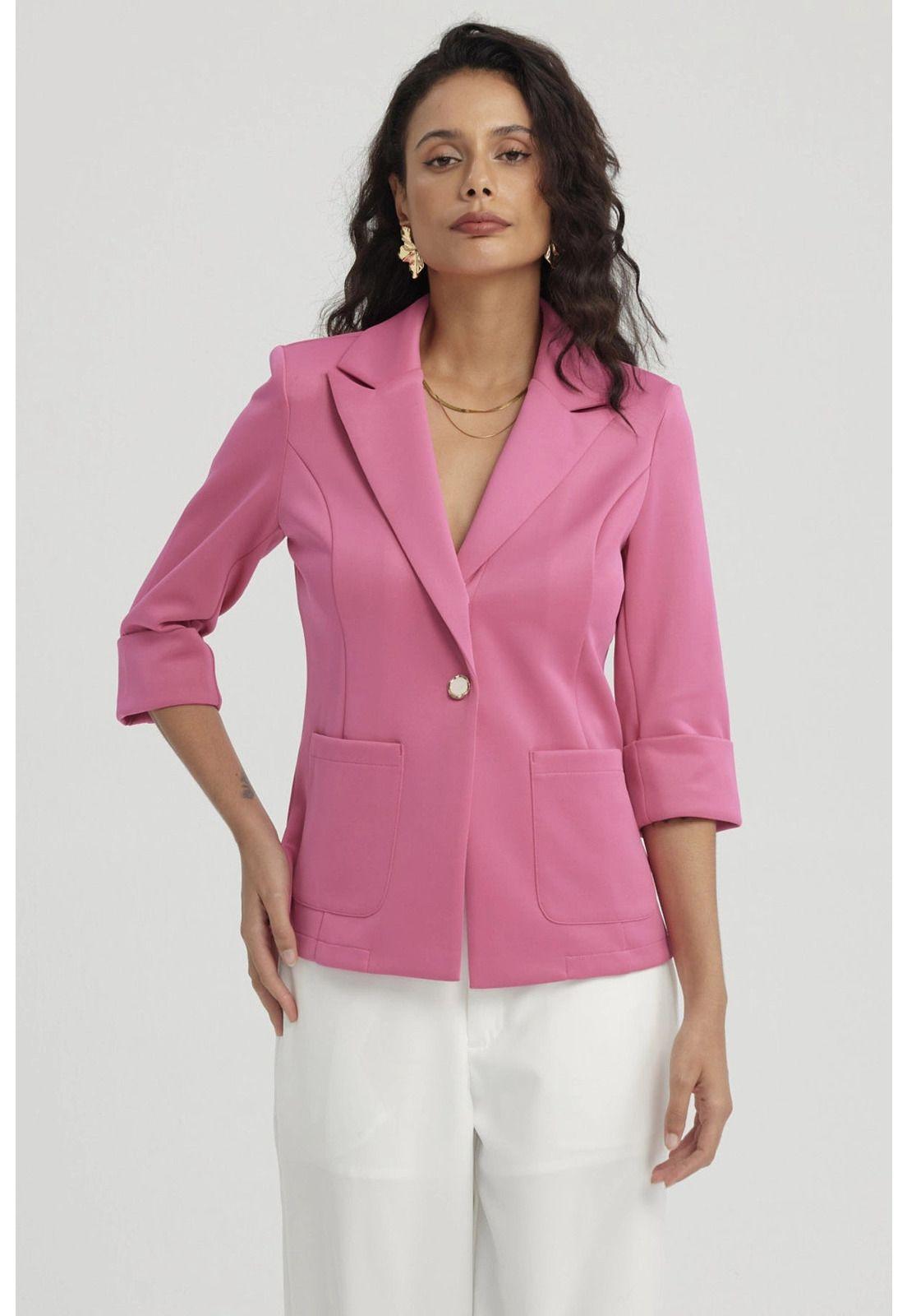 Blazer Mujer Tope Ruedo Fucsia-0