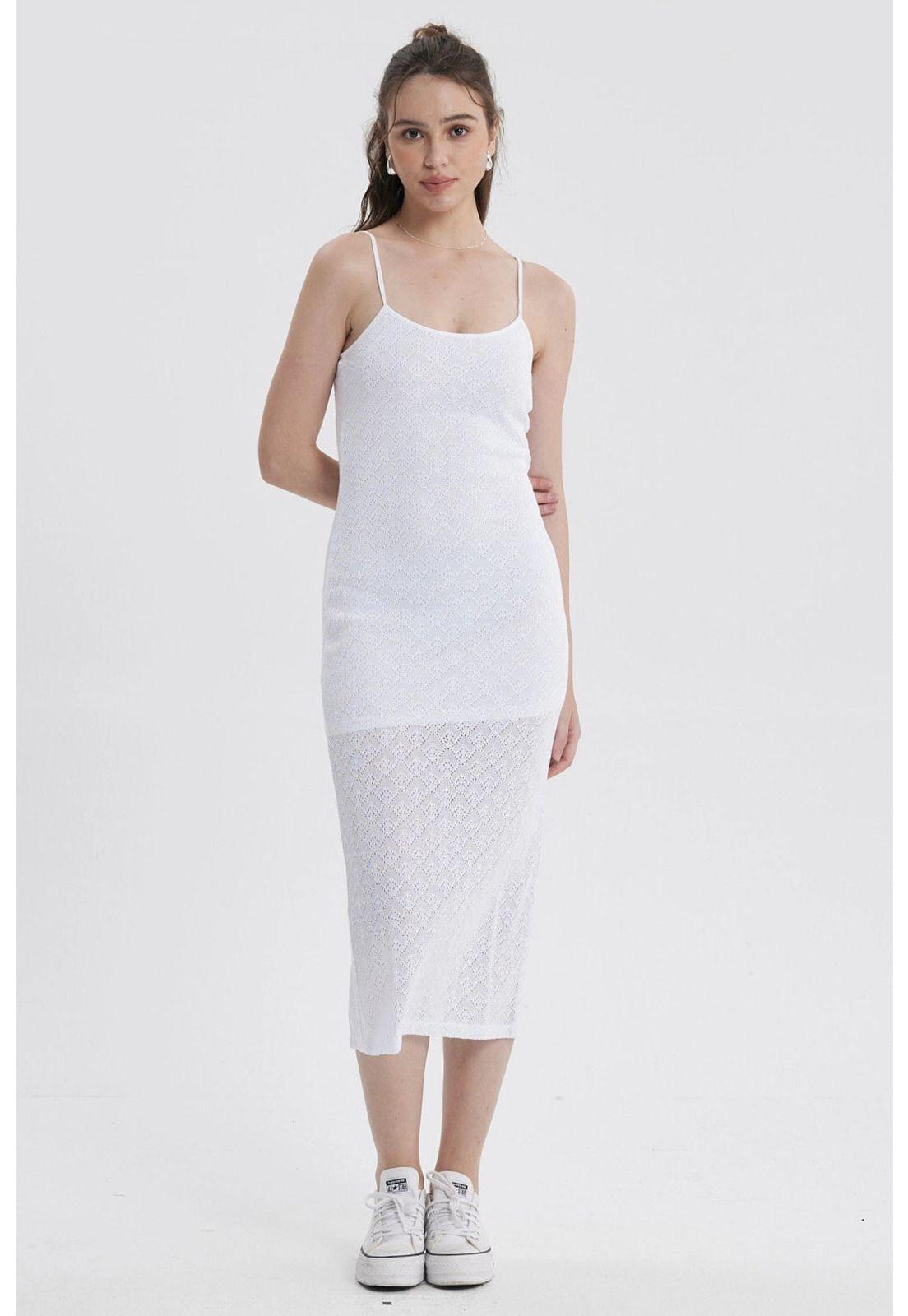 Vestido Mujer Tejido Blanco-0