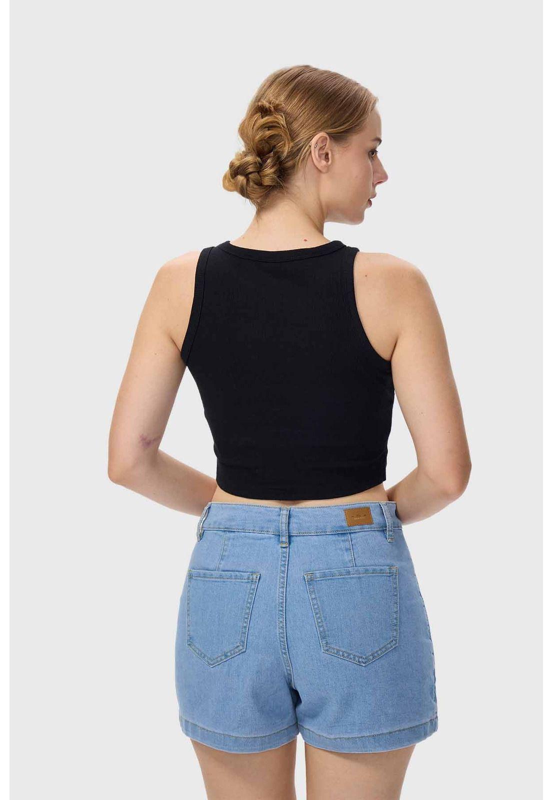 Polera Mujer Crop Negro I-2