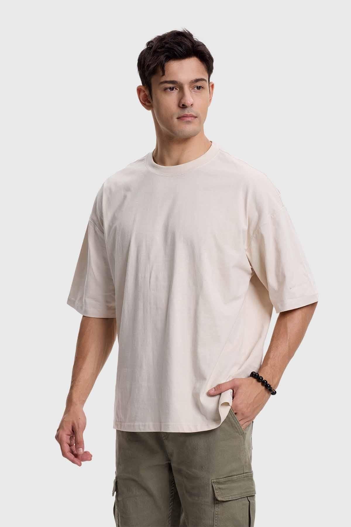 Polera Hombre Oversize Beige-0