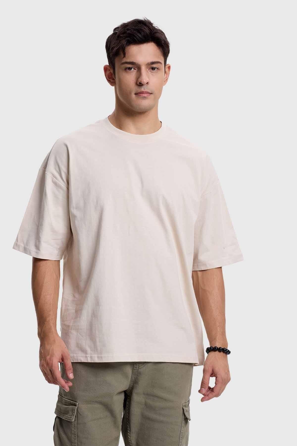 Polera Hombre Oversize Beige-4