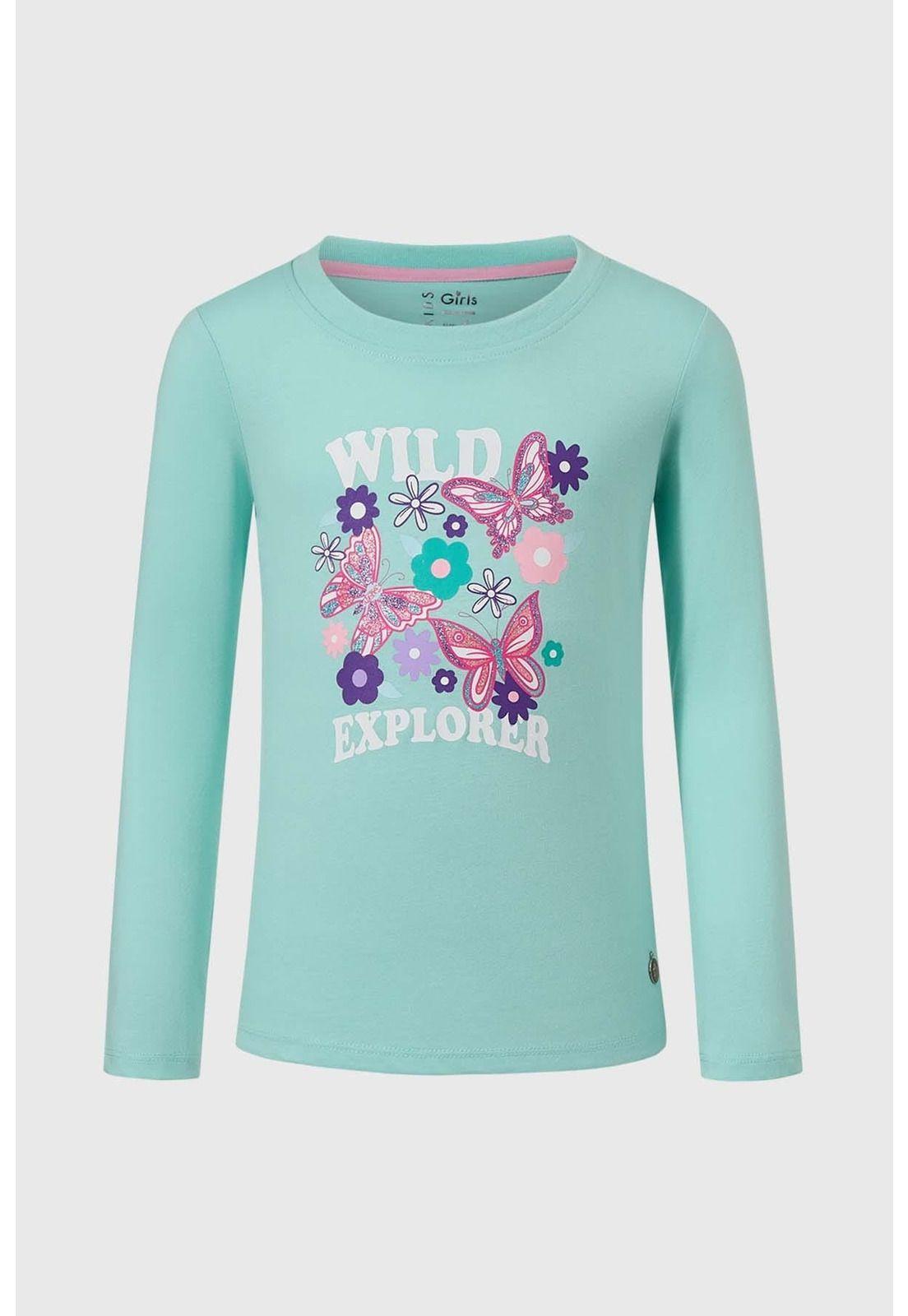 Polera Niña Turquesa-0