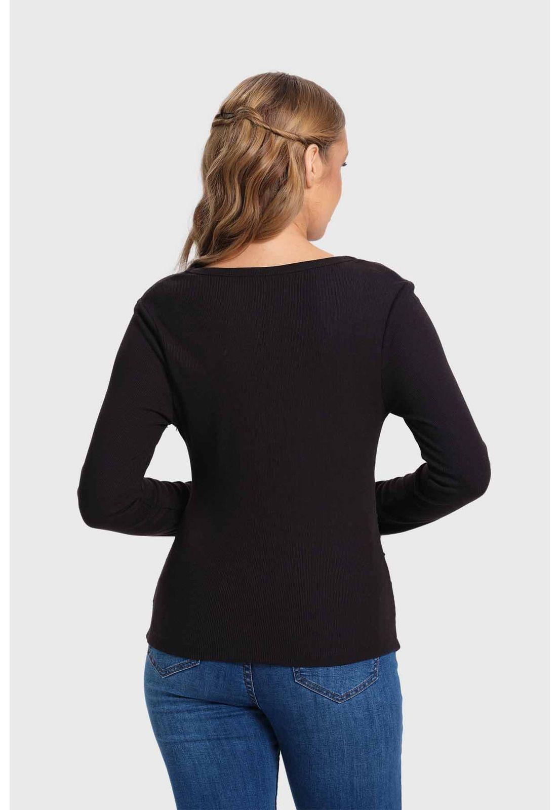 Polera Mujer Drapeado Negro-2