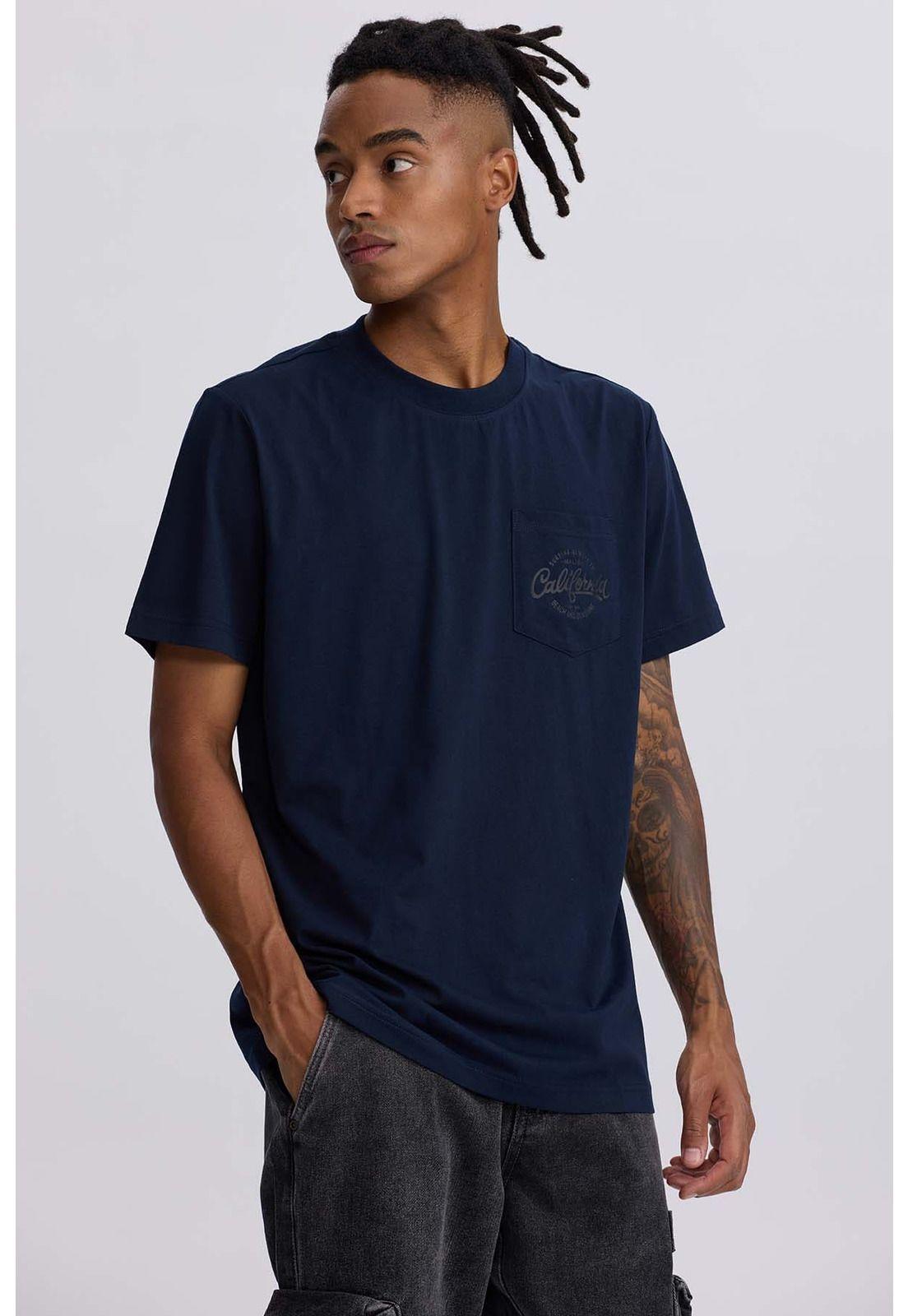 Polera Hombre Bolsillo Contraste Azul-1