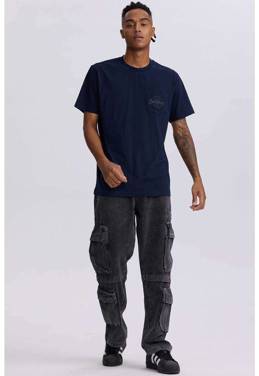 Polera Hombre Bolsillo Contraste Azul-3