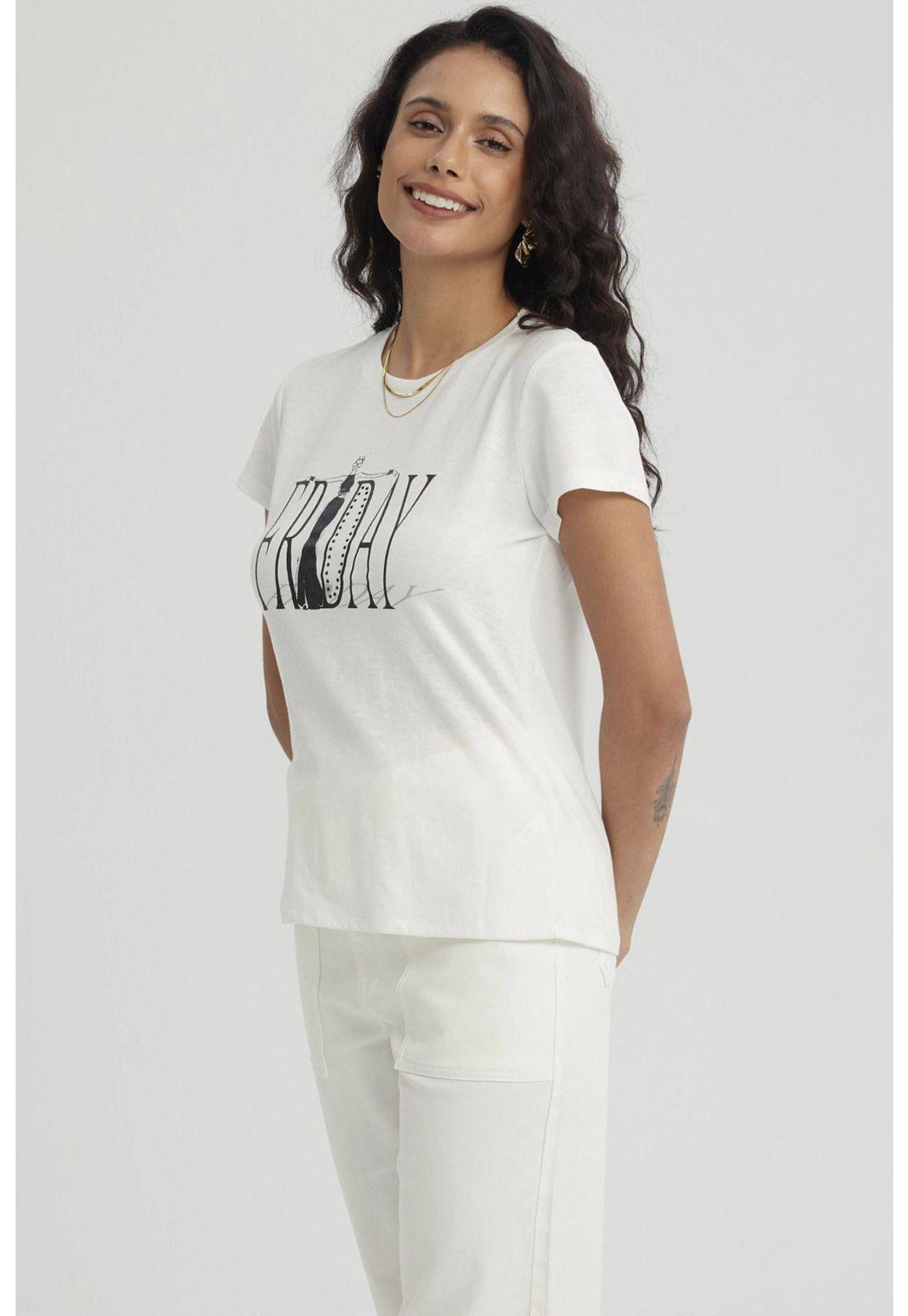 Polera Mujer Print Mujeres Con Aplicación Crudo-3