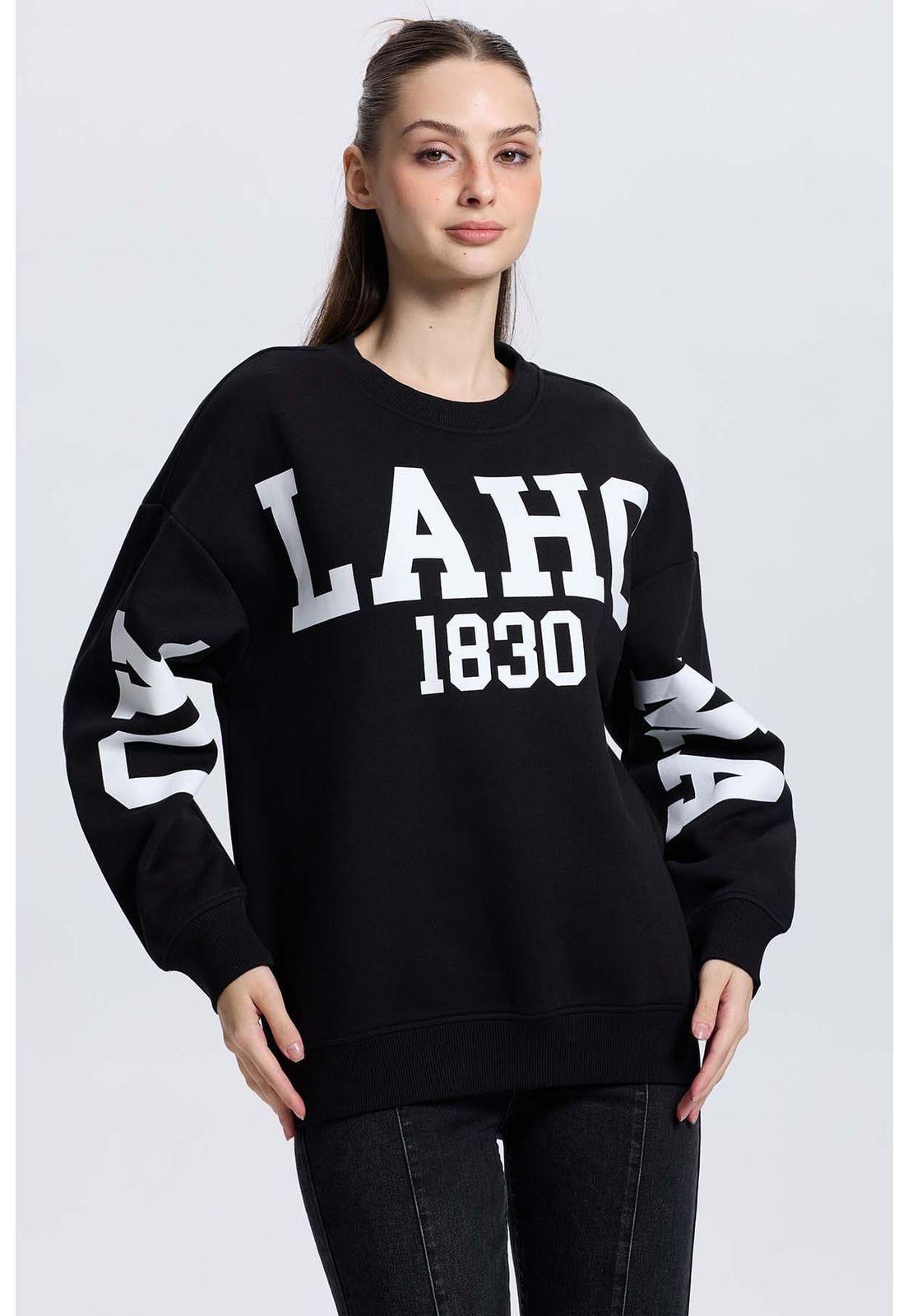 Polerón Mujer Print Mangas Negro-0