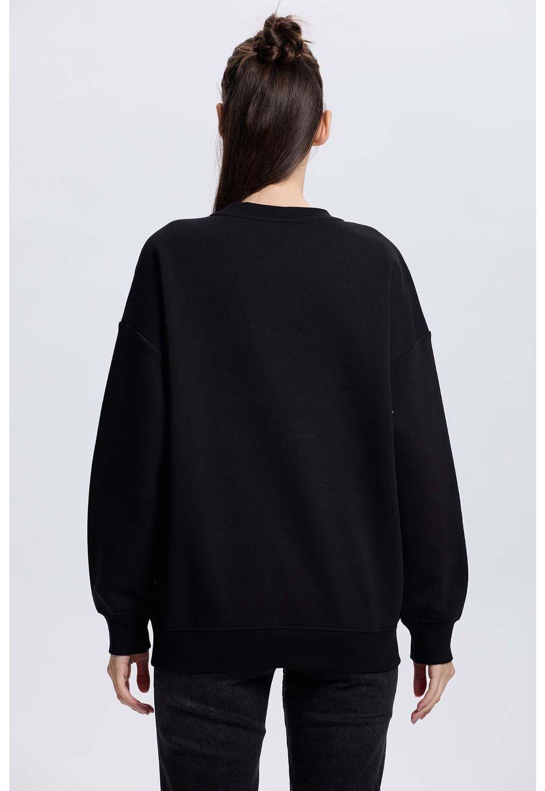 Polerón Mujer Print Mangas Negro-2