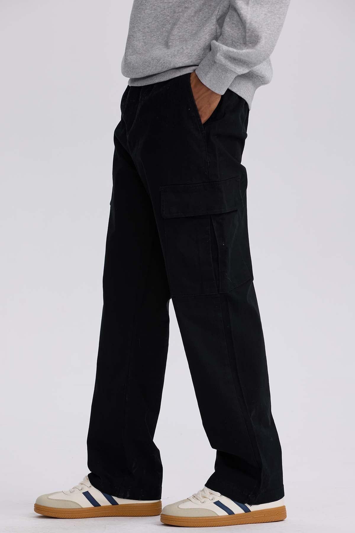 Pantalón Hombre Cargo Calce Recto Negro-1