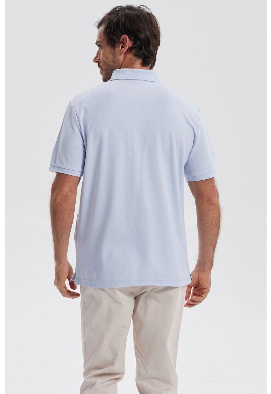 Polera Hombre Piqué Básica Lisa Celeste - lll-2