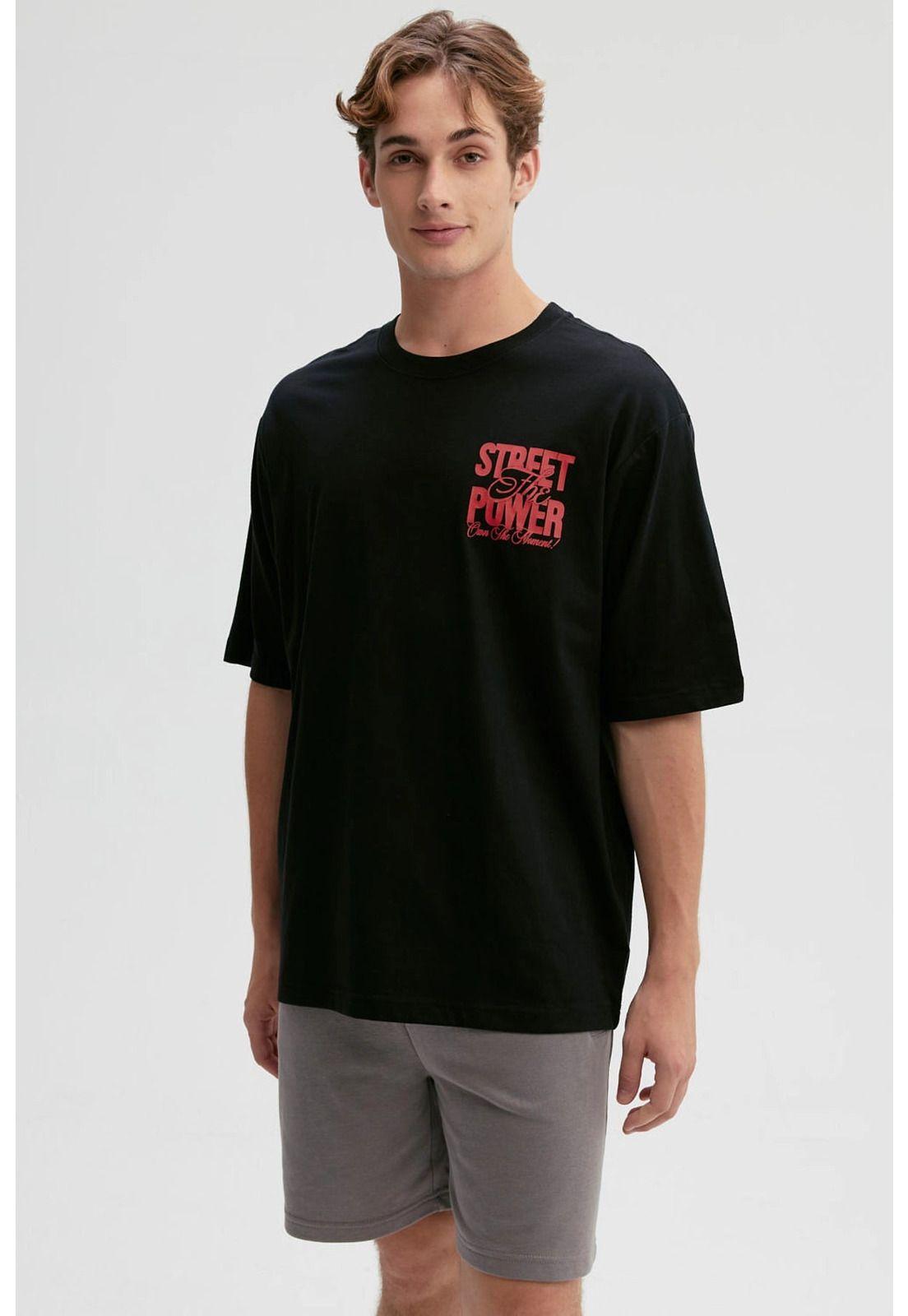 Polera Hombre Doble Print Negro - XI-0