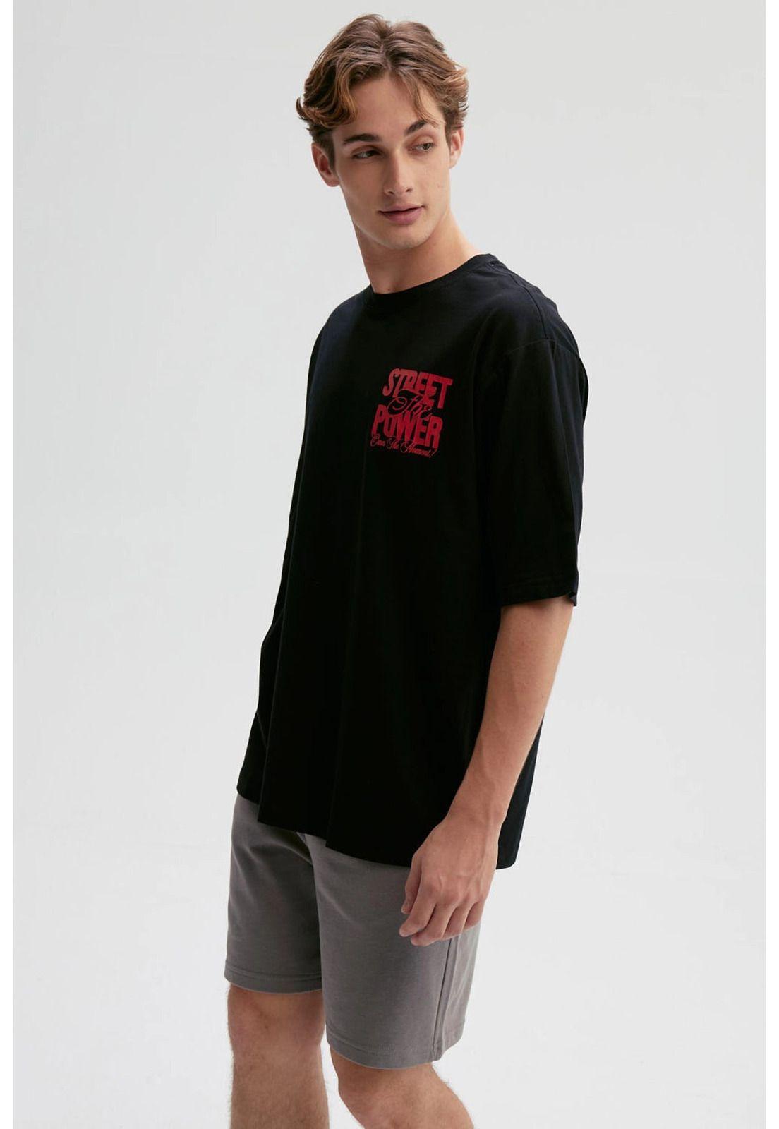 Polera Hombre Doble Print Negro - XI-2