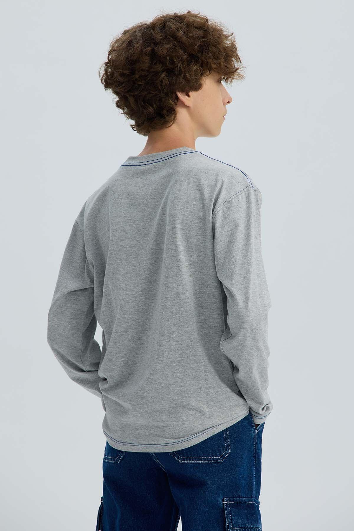 Polera Niño Print Gris Melange-2