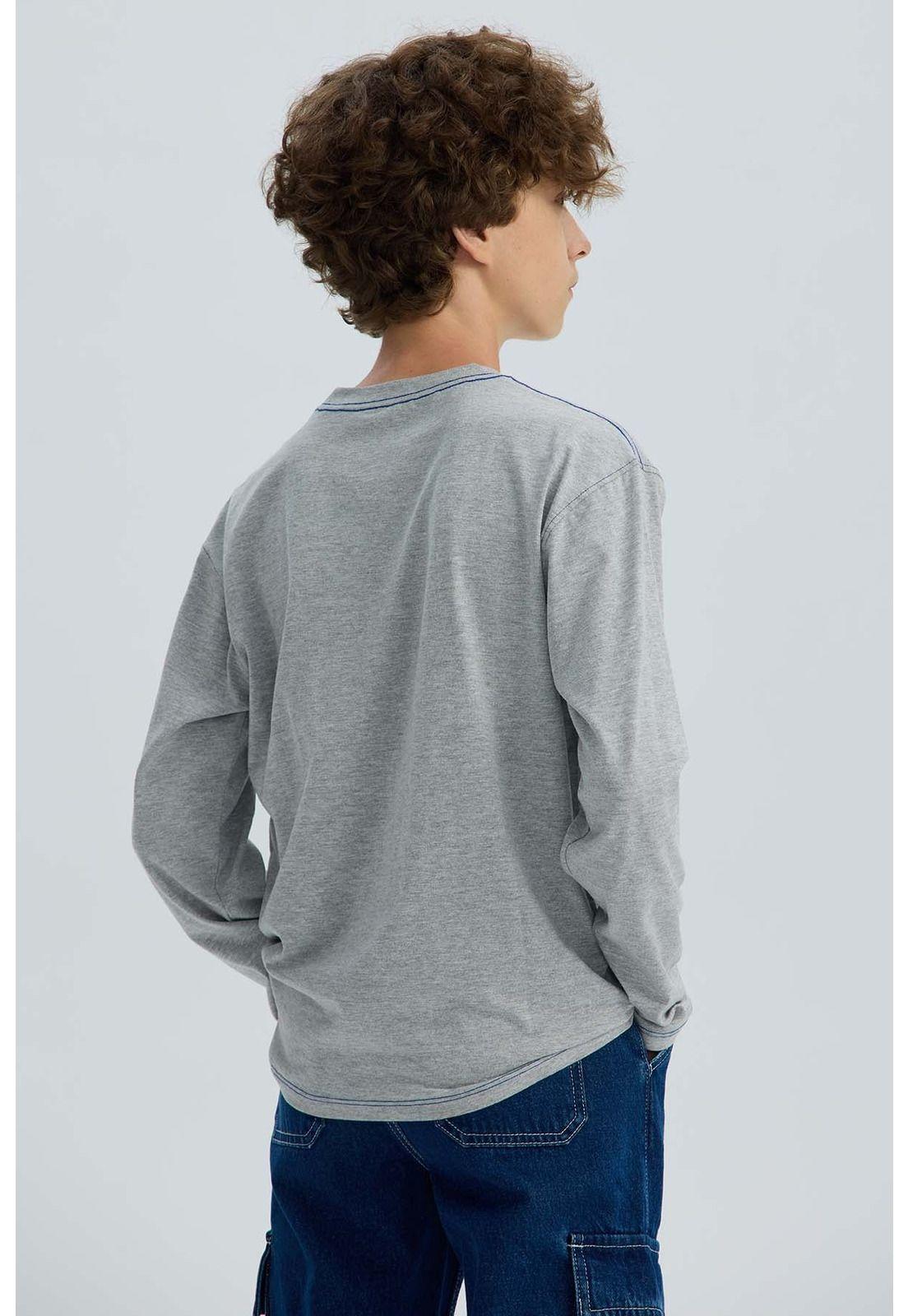 Polera Niño Print Gris Melange-2
