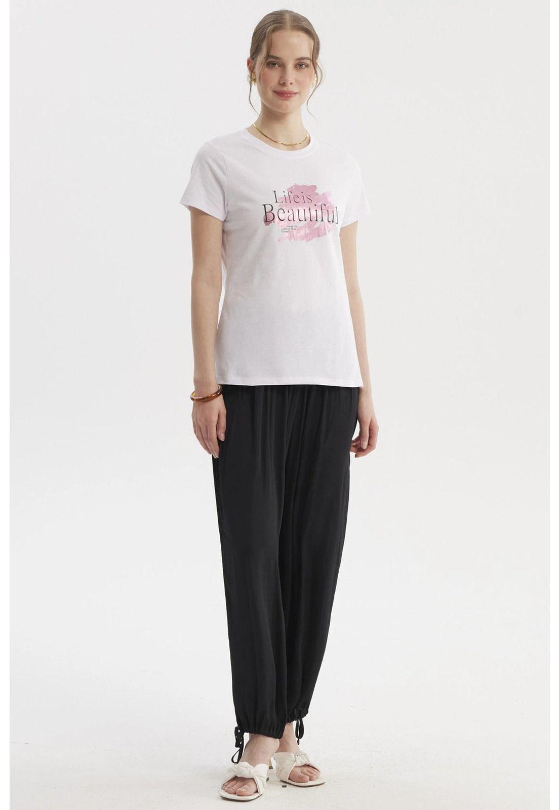 Polera Mujer Print Posiiconal Blanco / Rosado-3