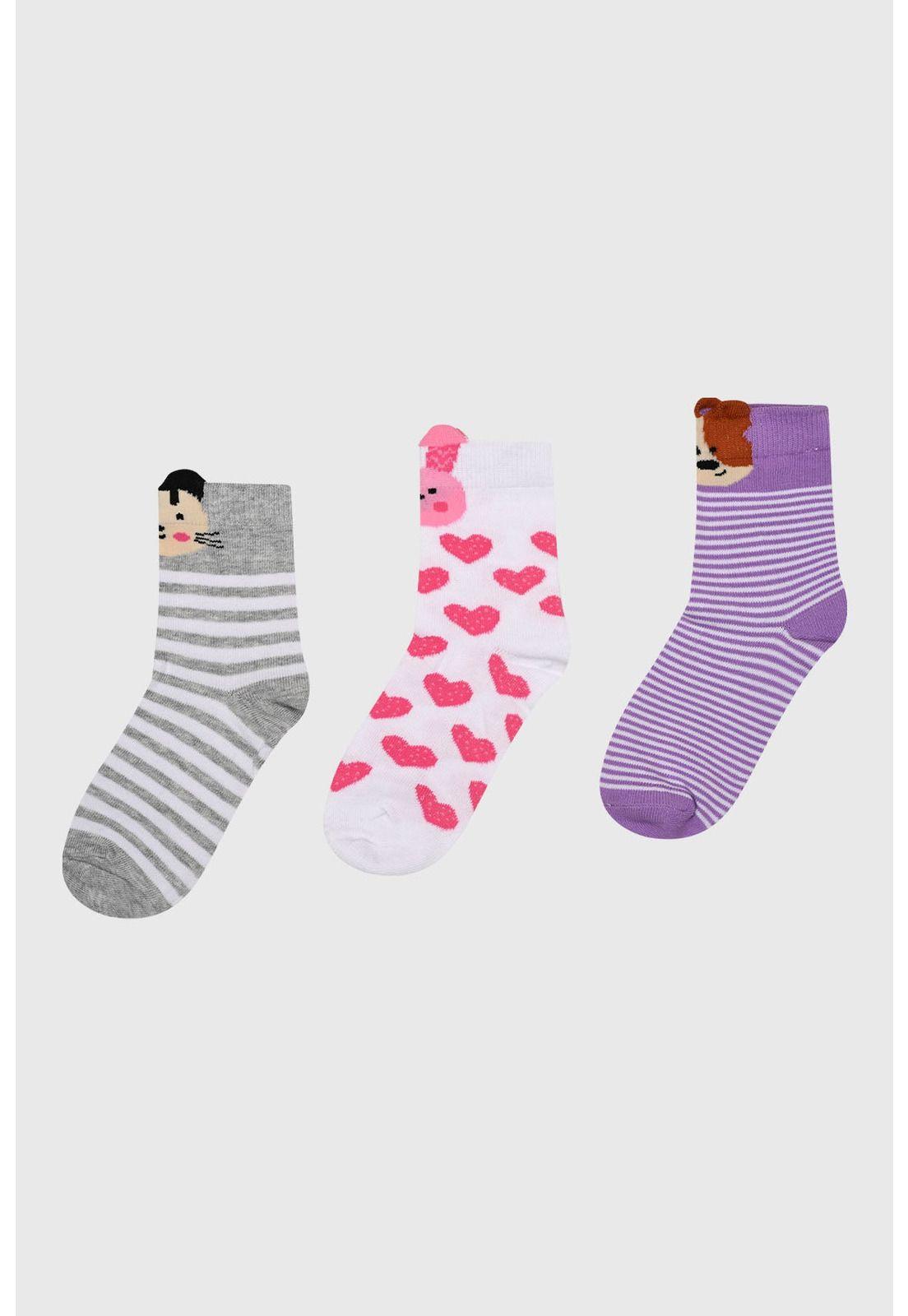 Calcetín Niña Tripack Lila - ll-0