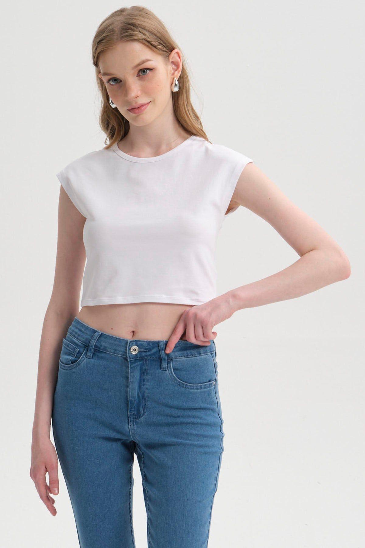 Polera Mujer Crop Blanco-0