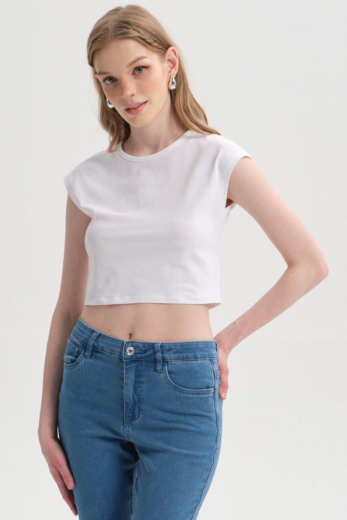 Polera Mujer Crop Blanco-1