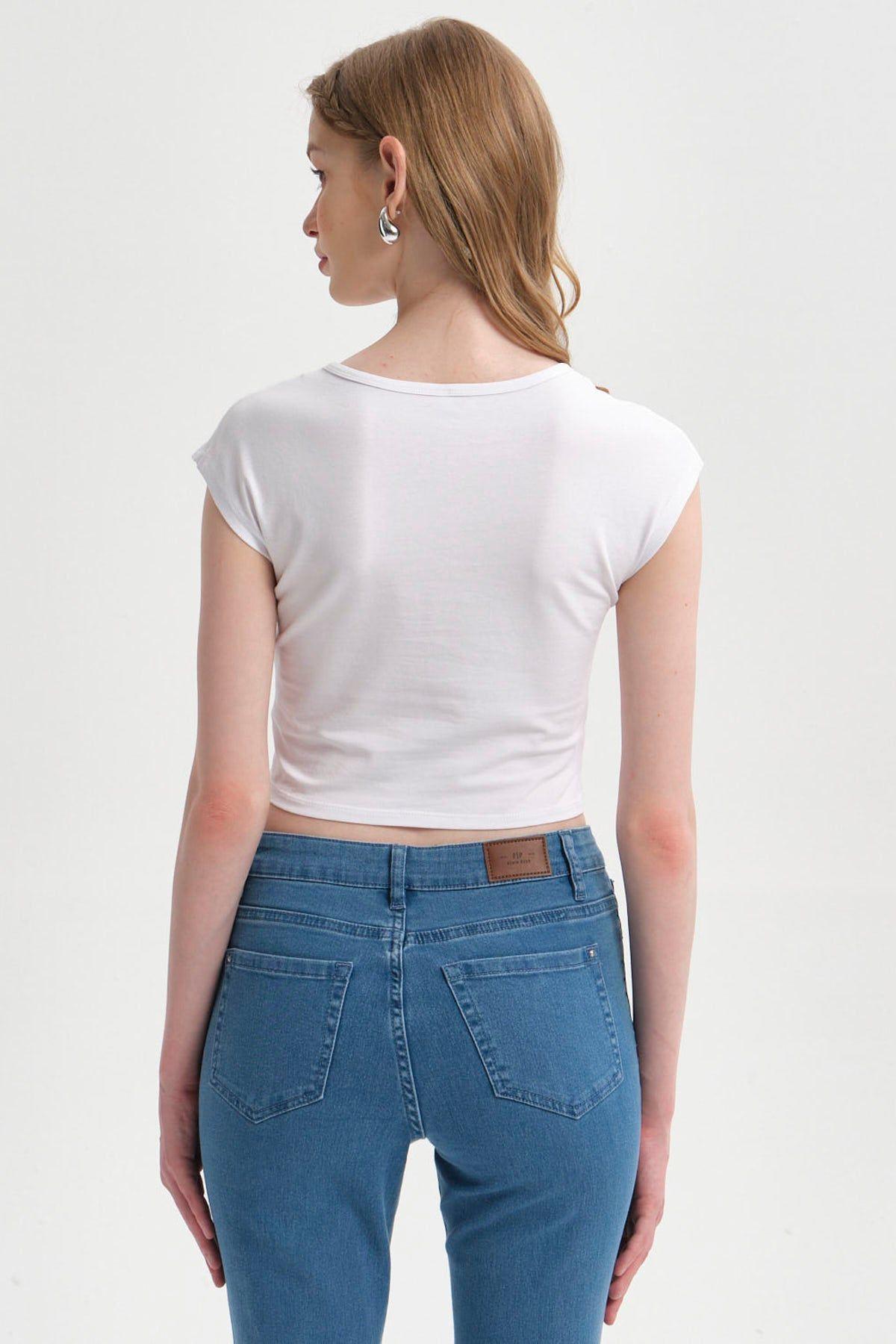 Polera Mujer Crop Blanco-2