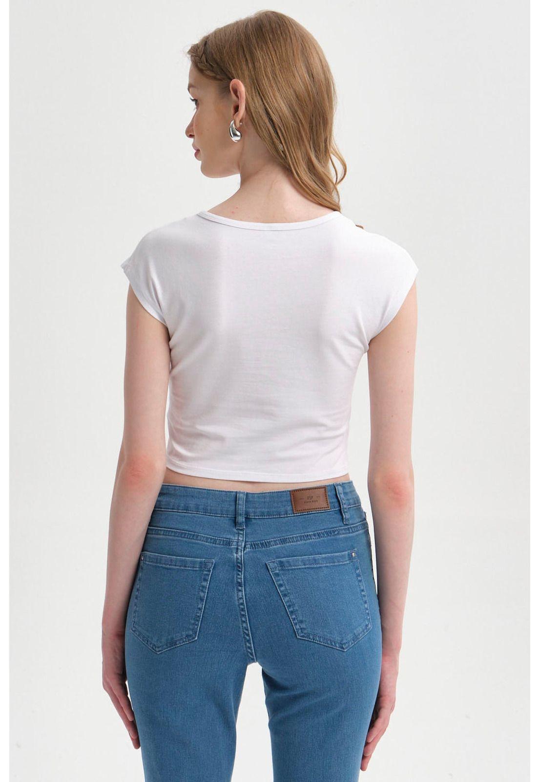 Polera Mujer Crop Blanco-2