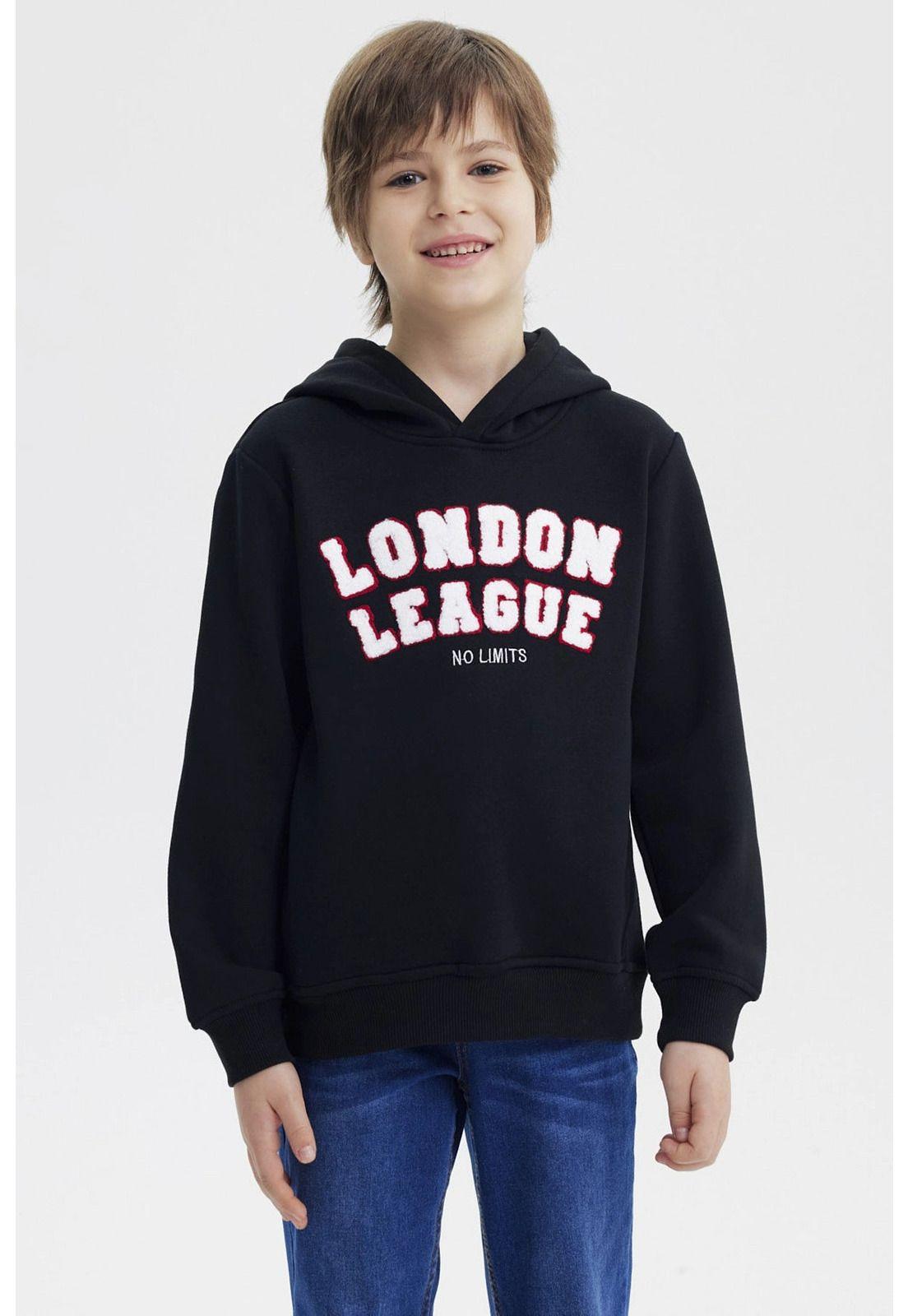Polerón Niño Slim Con Gorro Negro-0