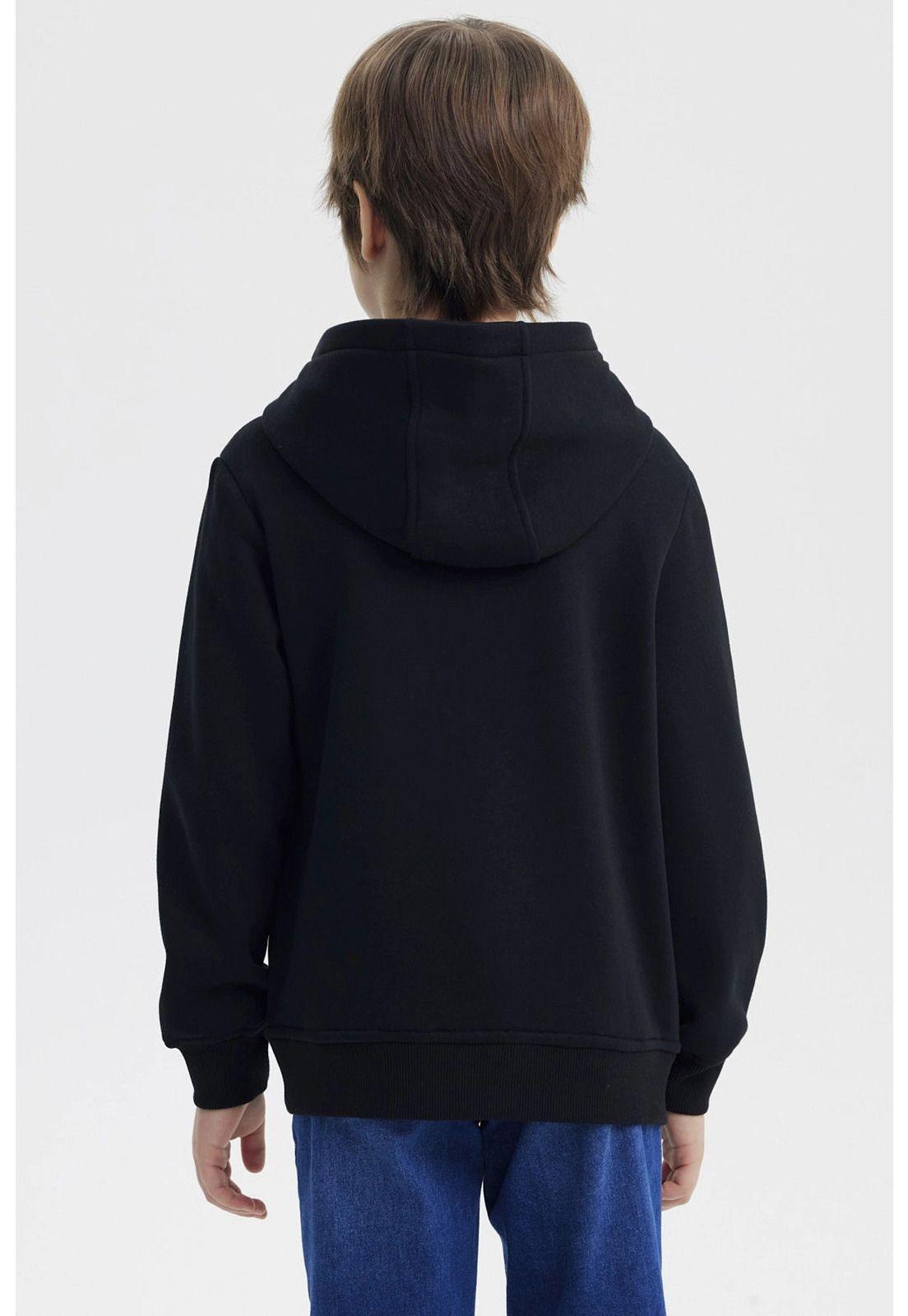 Polerón Niño Slim Con Gorro Negro-2