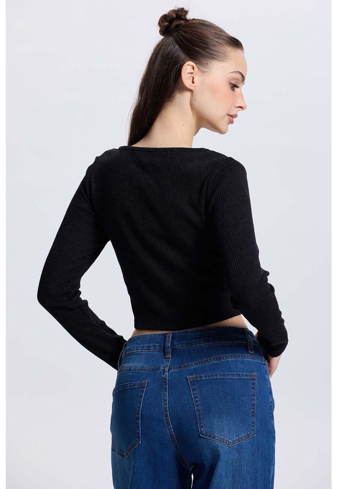 Sweater Mujer Botones Negro - ll-2