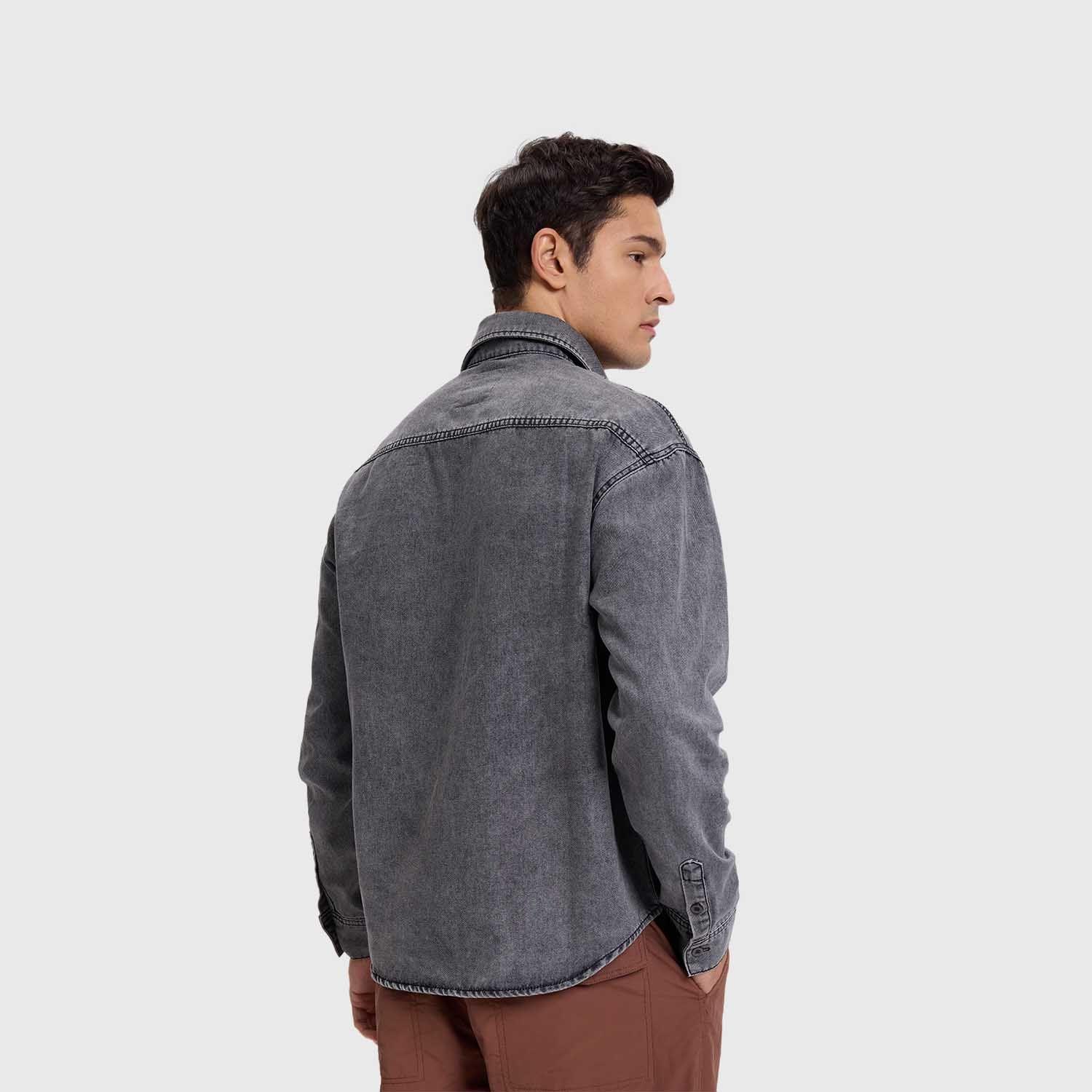 Camisa Hombre Doble Bolsillo Gris Fashion's Park-2