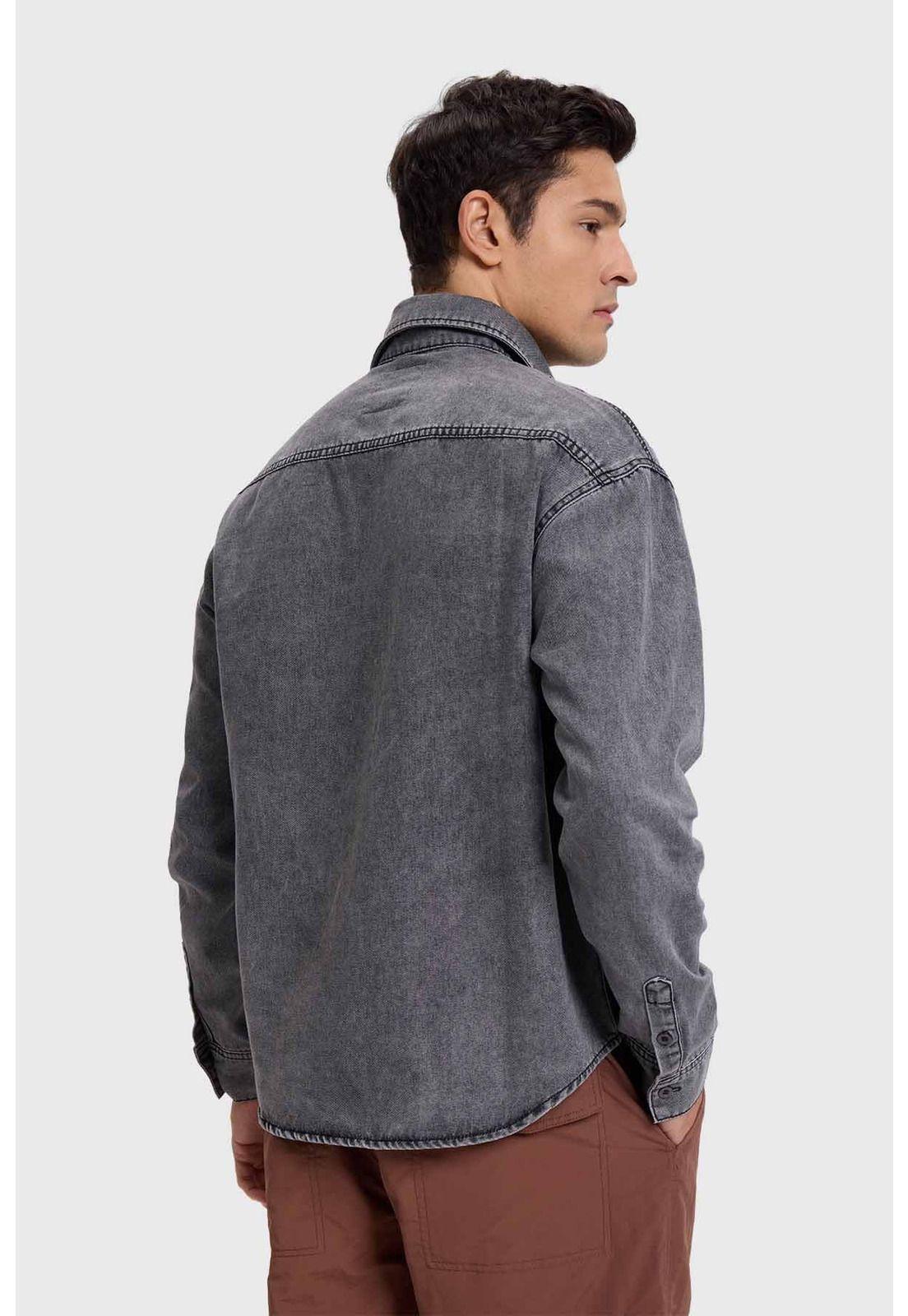 Camisa Hombre Doble Bolsillo Gris-2