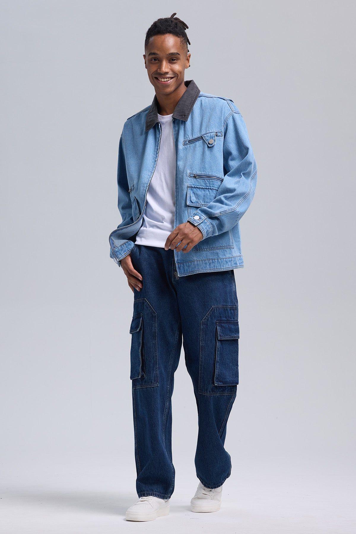 Chaqueta Hombre Denim Azul Claro-3