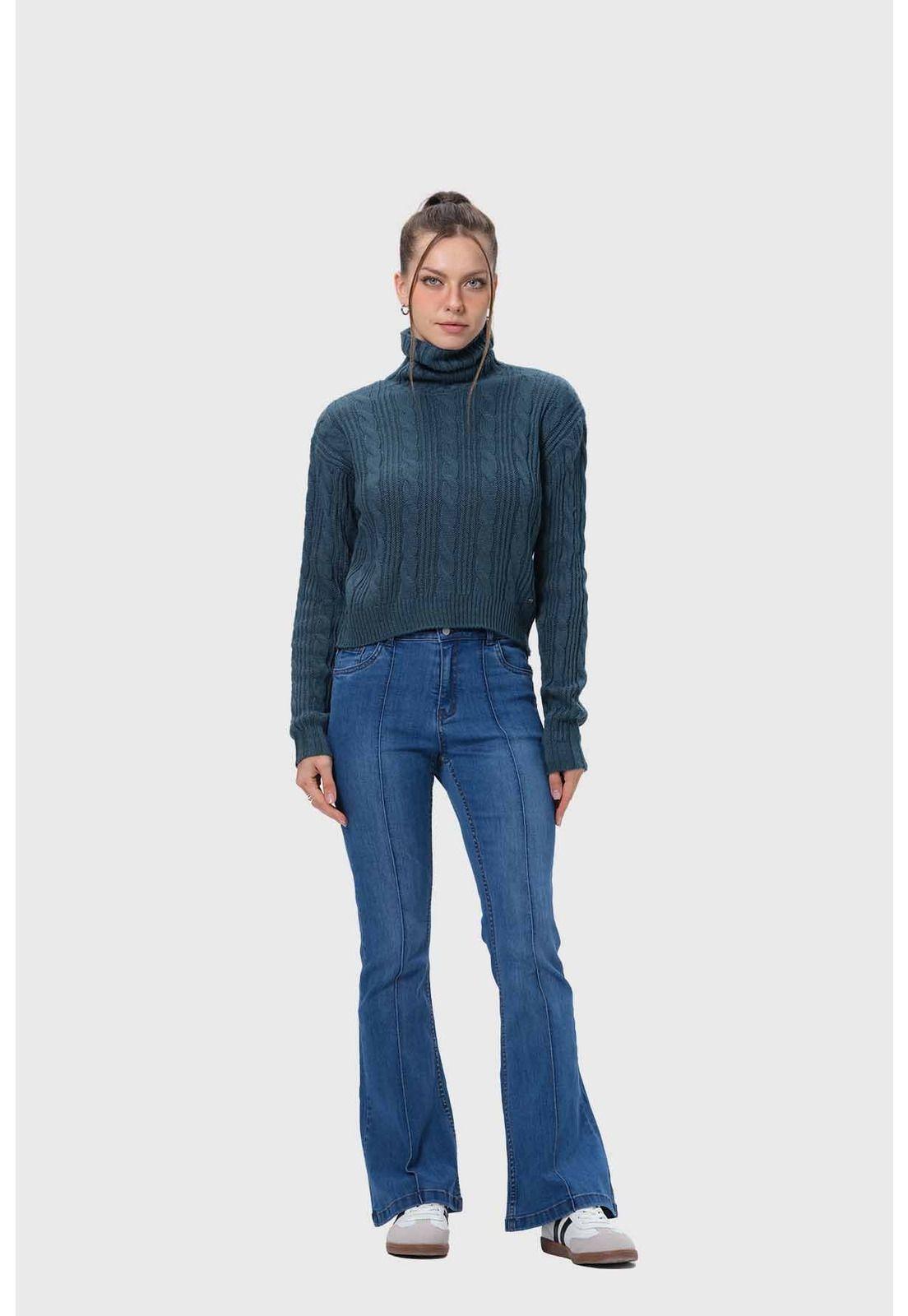 Sweater Mujer Trenzado Verde Esmeralda-3