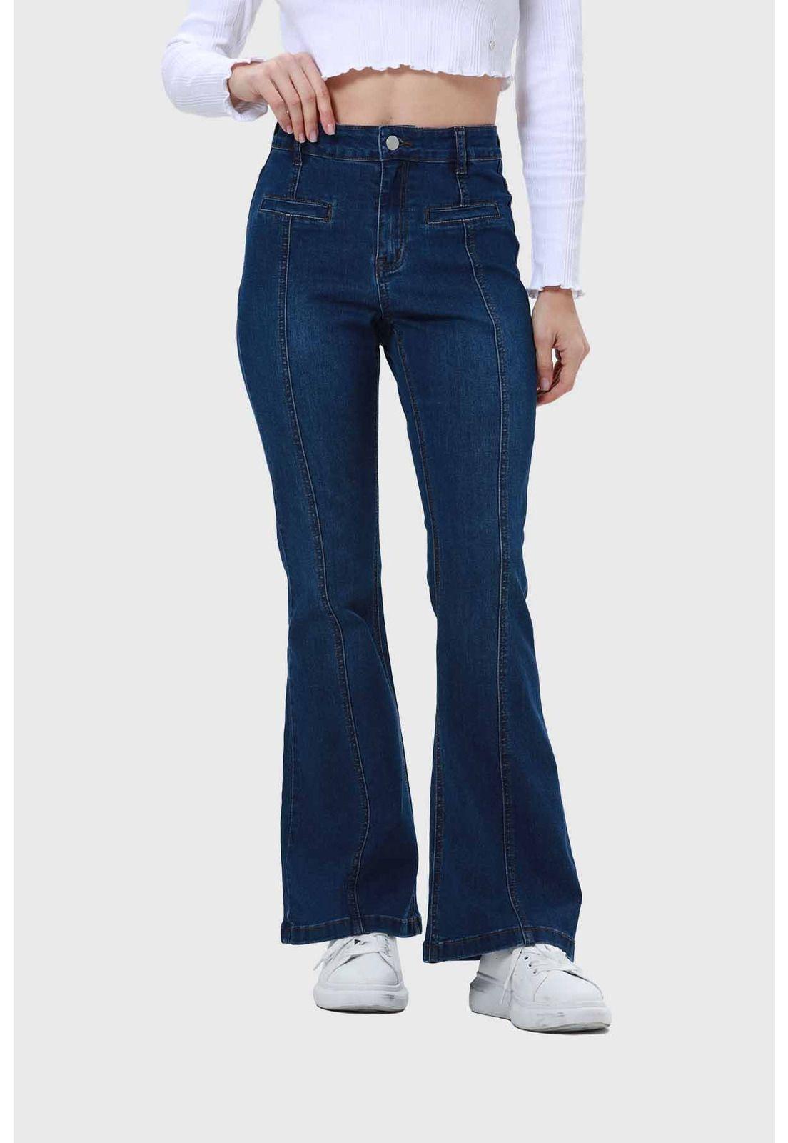Jeans Mujer Flare Línea Push Azul-0