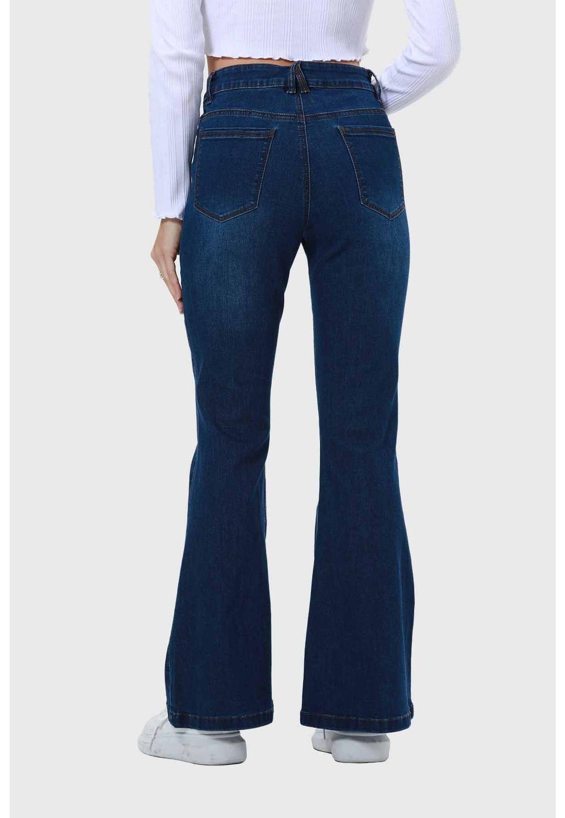 Jeans Mujer Flare Línea Push Azul-2