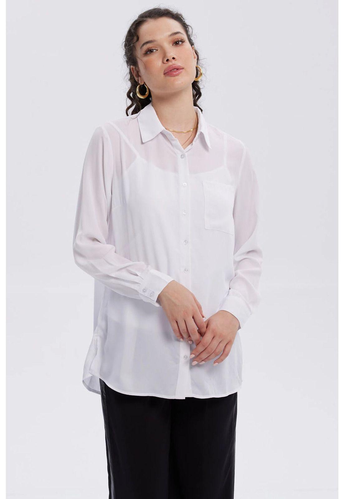 Blusa Mujer Abotonada Blanco-0