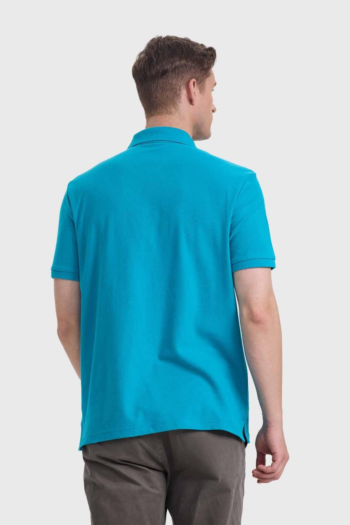 Polera Hombre Piqué Básica Turquesa-2