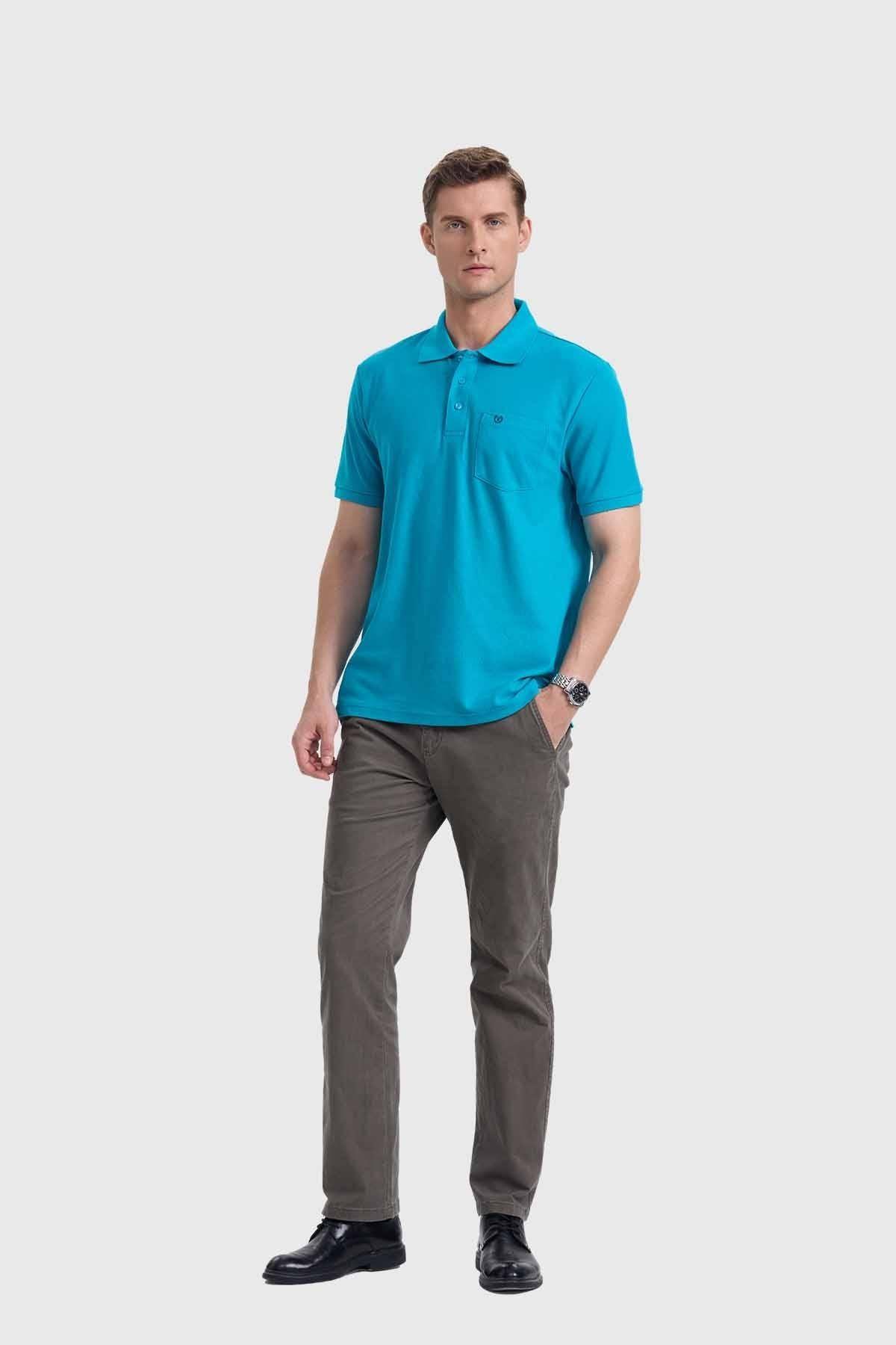 Polera Hombre Piqué Básica Turquesa-3